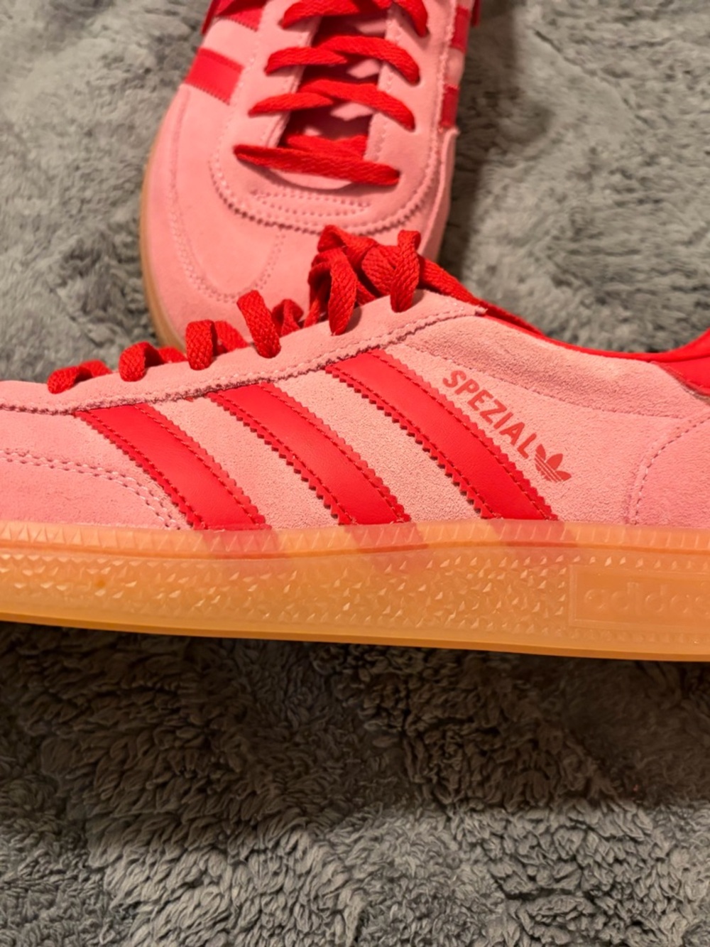 adidas Pink and Red Suede Low-Top Sneakers - Picture 2 of 4
